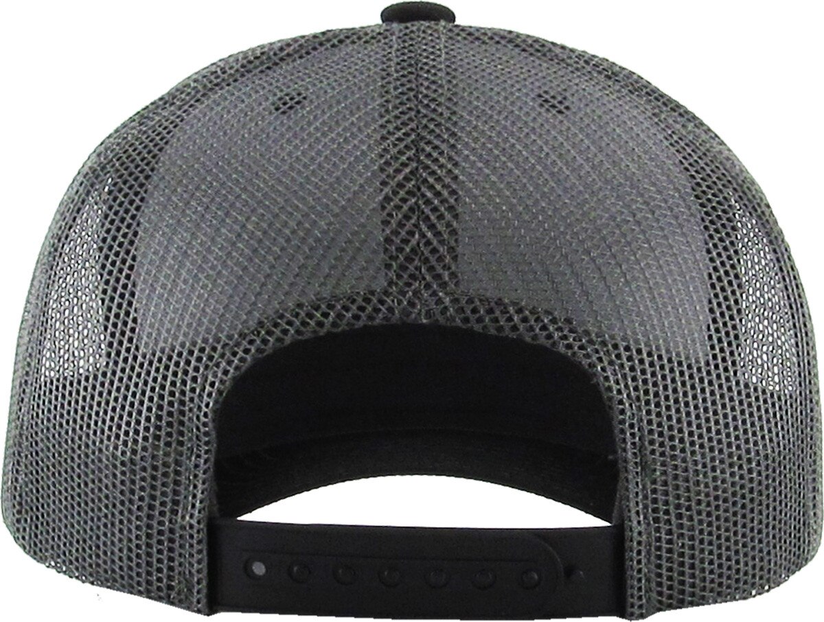 Black Dark Gray Two Tone Classic 6 Panel Trucker Mesh Snapback Back View